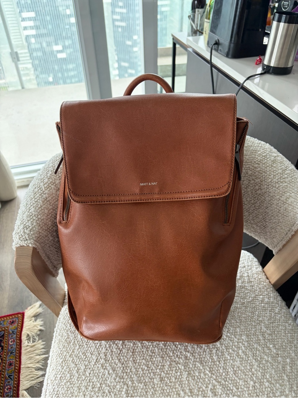 Matt & Nat Cognac Brown Vegan Leather Laptop Bag